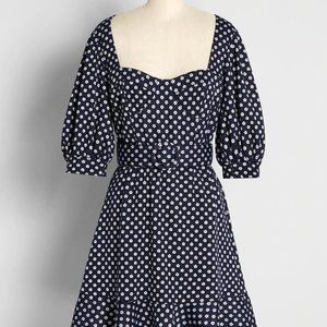 Anthropologie Hutch Jenessa Floral Polka Dot Navy Mini Dress